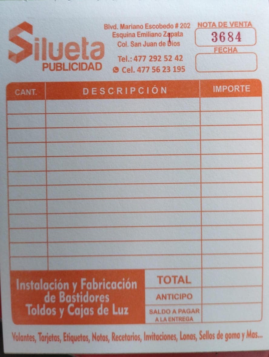 Notas de venta